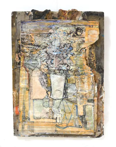 Elhull a virág, 80 x 57 cm, vegyes technika, 2022.