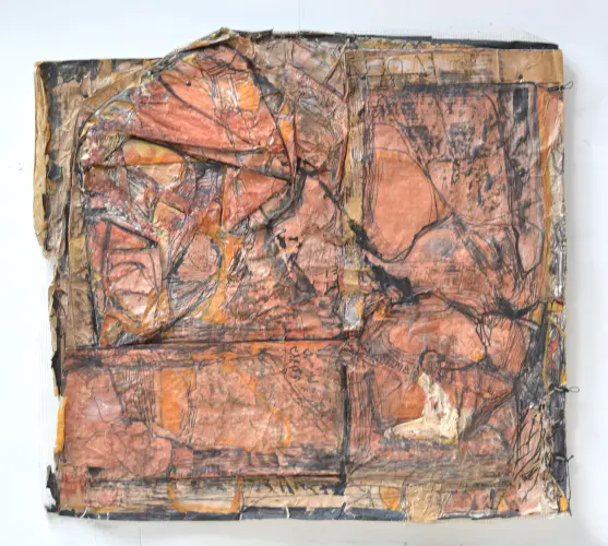 Fecseg a felszín II., 78 x 84 cm, vegyes technika, 2022.